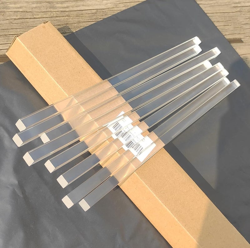 Eliphs 8pcs 25/64" x25/64 x12in 0.4"(10mm) Clear Acrylic Square Rods PLEXIGLASS Lucite Plastic Rod - Image 2